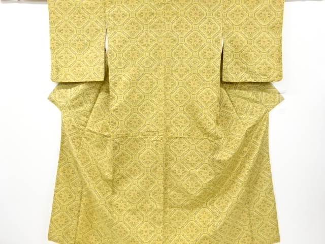 JAPANESE KIMONO / ANTIQUE KIMONO / SILK / TSUMUGI / WOVEN FLORAL CREST